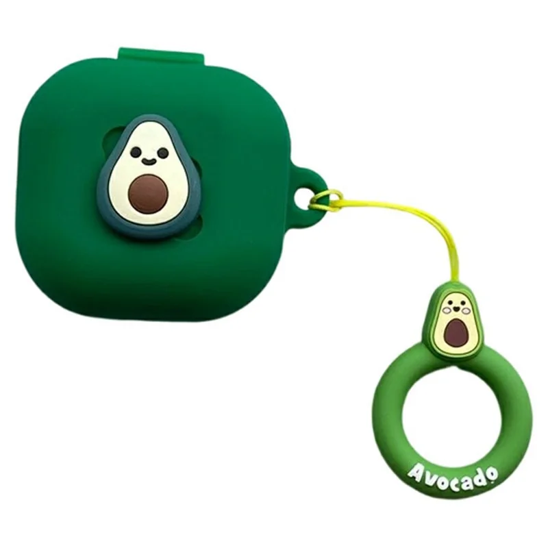 For Samsung Galaxy Buds4 / Buds4 Pro Silicone Case Cartoon Fruit Animal Earphone Protective Cover with Ring Strap - Style A