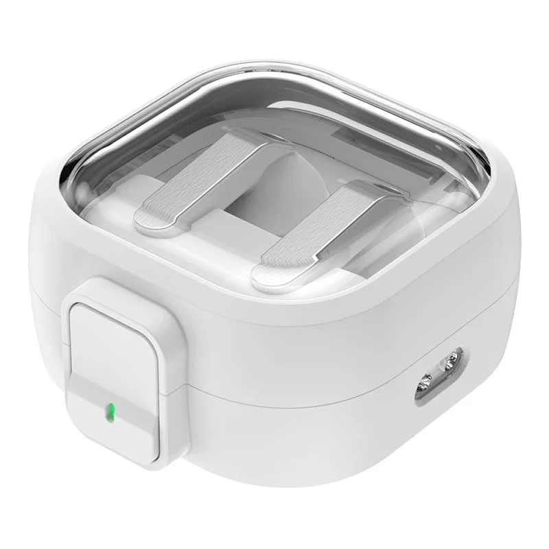 For Samsung Galaxy Buds 4  /  4 Pro Case Clear PC Protective Earphone Cover with Switch Lock Anti-loss Carabiner - White