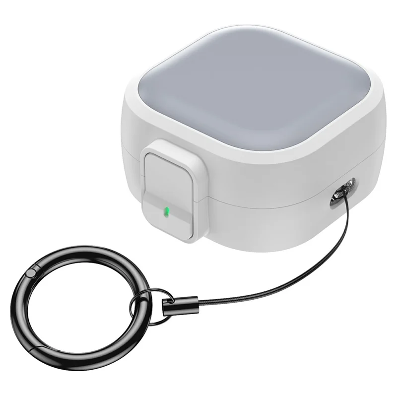 For Samsung Galaxy Buds 4  /  4 Pro Case PC Shockproof Metal Carabiner Switch Lock Earphone Protective Cover - Grey White