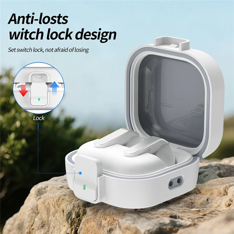 For Samsung Galaxy Buds 4  /  4 Pro Case PC Shockproof Metal Carabiner Switch Lock Earphone Protective Cover - Grey White