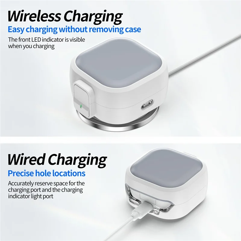 For Samsung Galaxy Buds 4  /  4 Pro Case PC Shockproof Metal Carabiner Switch Lock Earphone Protective Cover - Grey White