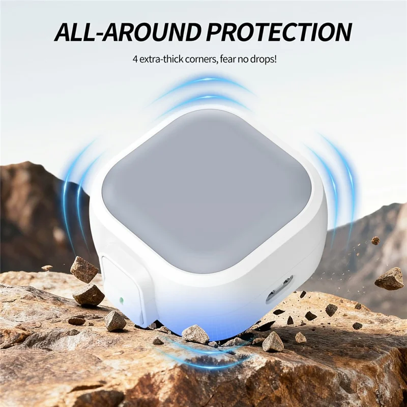 For Samsung Galaxy Buds 4  /  4 Pro Case PC Shockproof Metal Carabiner Switch Lock Earphone Protective Cover - Grey White