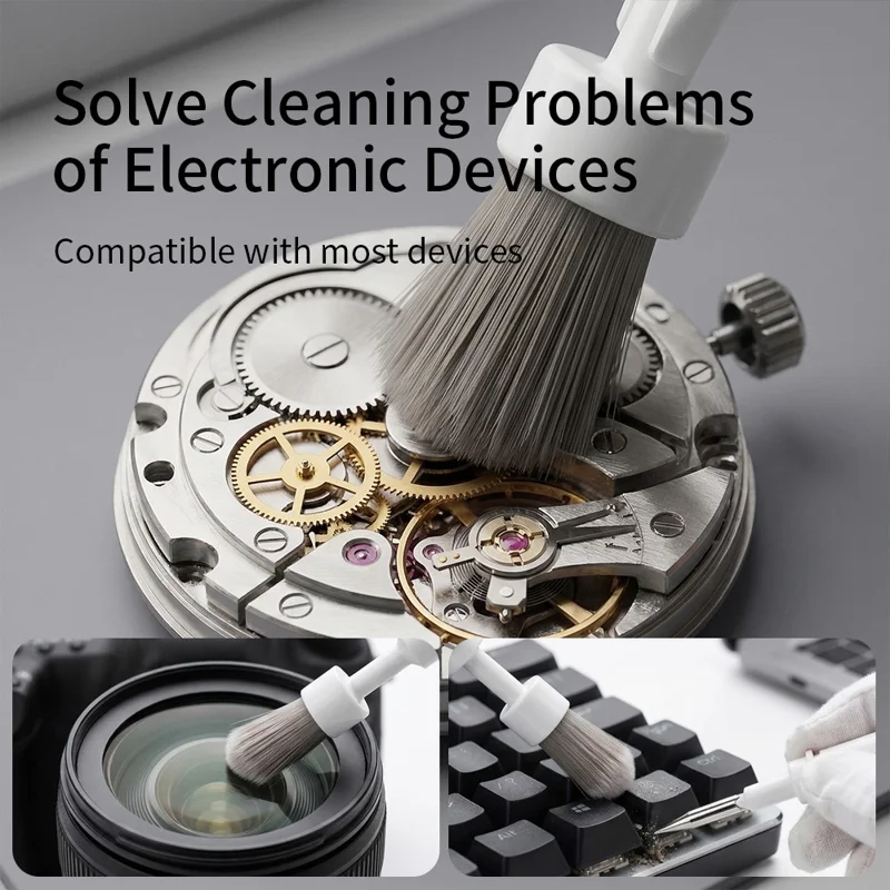 Kit de nettoyage polyvalent 5 en 1 pour écouteurs, set d'entretien pour embouts anti-poussière avec étui de rangement - Blanc