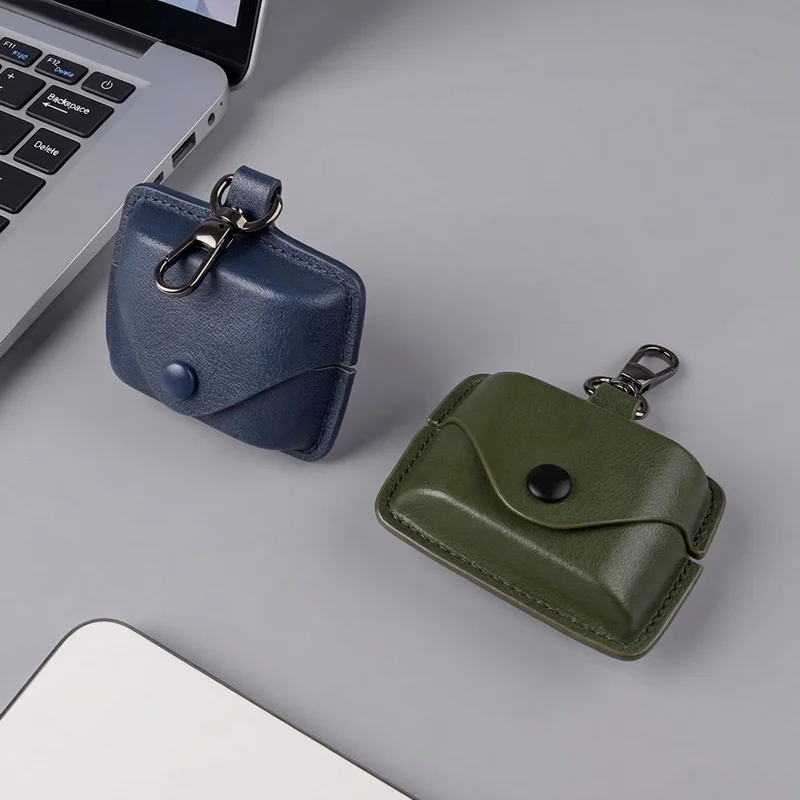 For Sony WF-1000XM6 Earphone Case PU Leather Bluetooth Earbud Charging Bin Protective Cover - Green