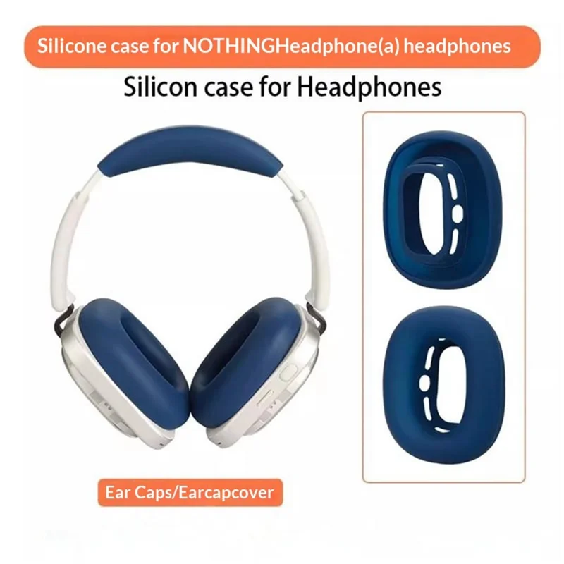2Pcs for Nothing Headphone (a) Earmuff Silicone Cases Earpad Cushion Soft Protective Covers - Dark Blue
