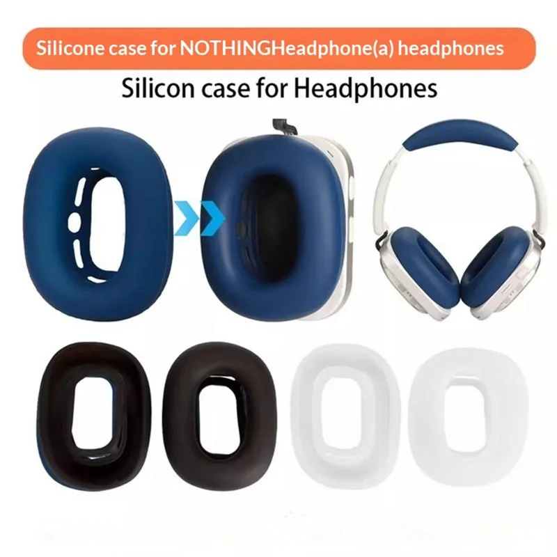2Pcs for Nothing Headphone (a) Earmuff Silicone Cases Earpad Cushion Soft Protective Covers - Dark Blue
