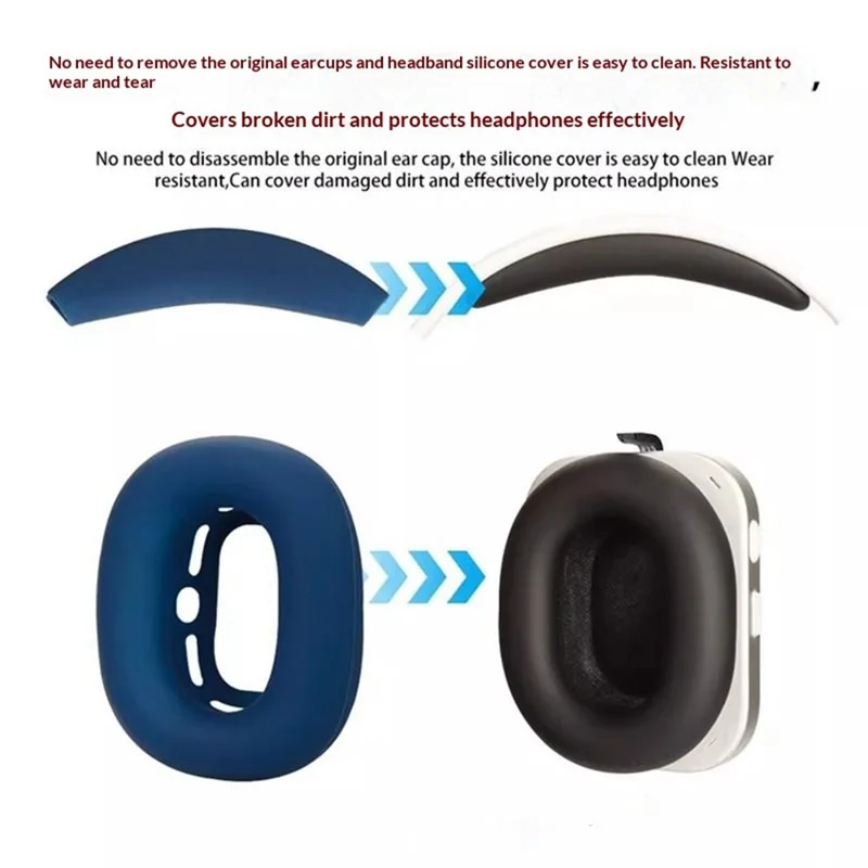 1 Set Silicone Cover for Nothing Headphone (a) , Headband + Ear Cap  + Outer Shell Protective Case - Dark Blue