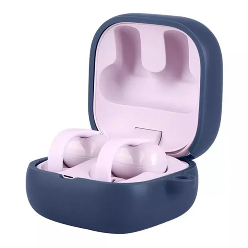 For Sony LinkBuds Clip WF-LC900 Silicone Case Wireless Earbuds Protective Cover with Anti-Lost Buckle - Dark Blue