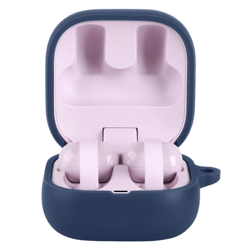 For Sony LinkBuds Clip WF-LC900 Silicone Case Wireless Earbuds Protective Cover with Anti-Lost Buckle - Dark Blue