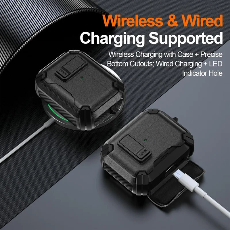 Funda para AirPods Pro 2 / AirPods Pro con soporte para teléfono, carcasa resistente de TPU + PC con mosquetón - Blanco / Rosa