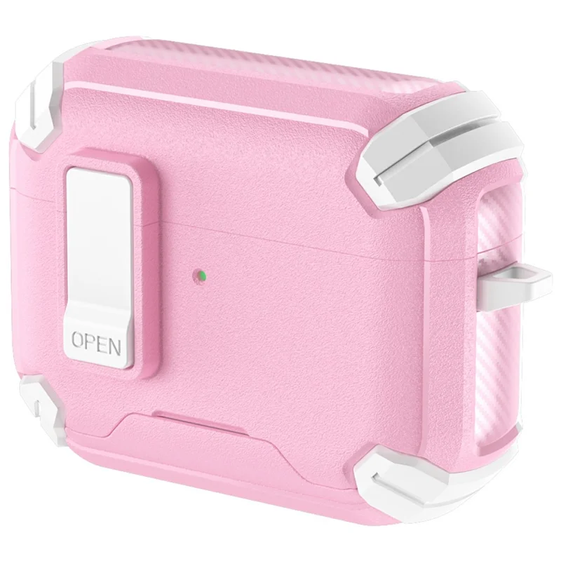 Funda para AirPods Pro 2 / AirPods Pro con soporte para teléfono, carcasa resistente de TPU + PC con mosquetón - Blanco / Rosa