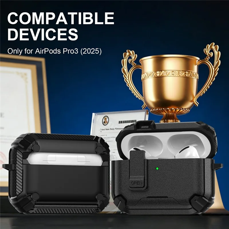 Funda para AirPods Pro 2 / AirPods Pro con soporte para teléfono, carcasa resistente de TPU + PC con mosquetón - Blanco / Rosa