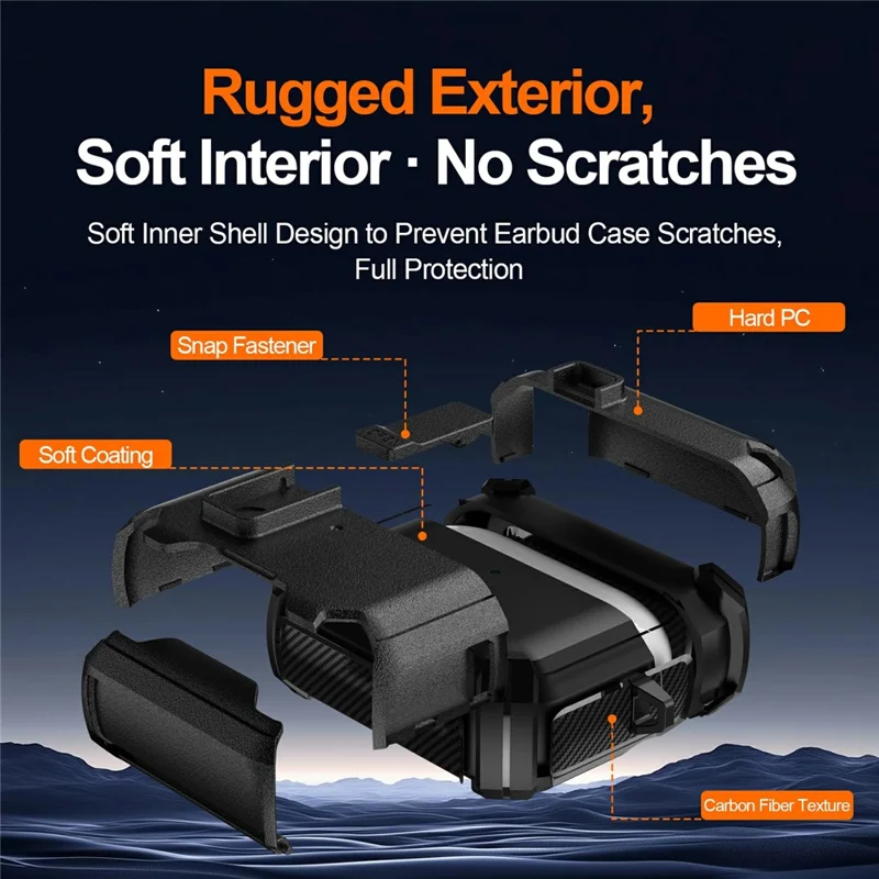 Funda para AirPods Pro 2 / AirPods Pro con soporte para teléfono, carcasa resistente de TPU + PC con mosquetón - Blanco / Rosa