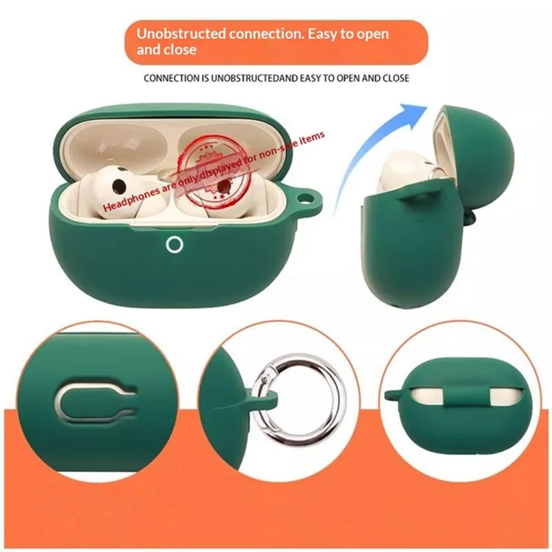 For Huawei FreeBuds Pro 5 Silicone Case Wireless Earbuds Protective Cover with Anti-Lost Buckle - Blackish Green