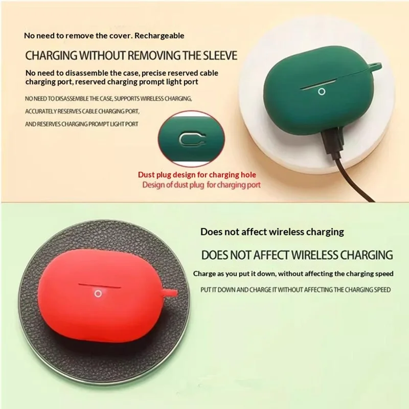 For Huawei FreeBuds Pro 5 Silicone Case Wireless Earbuds Protective Cover with Anti-Lost Buckle - Blackish Green
