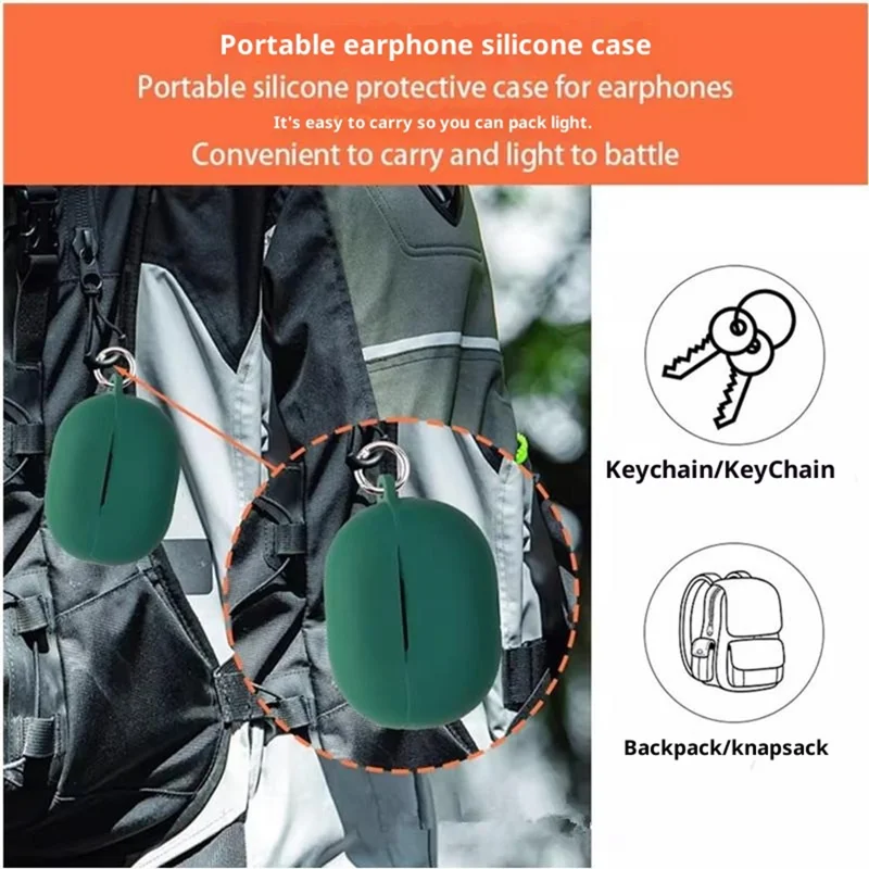 For Huawei FreeBuds Pro 5 Silicone Case Wireless Earbuds Protective Cover with Anti-Lost Buckle - Blackish Green