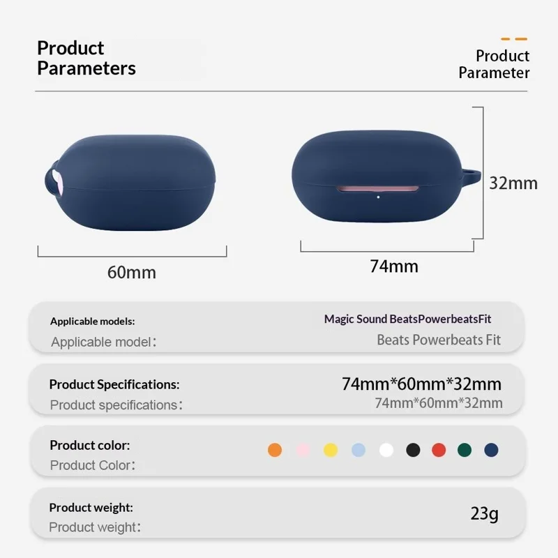 For Beats Powerbeats Fit (2025) Silicone Case Wireless Earbuds Protective Cover with Anti-Lost Buckle - Dark Blue