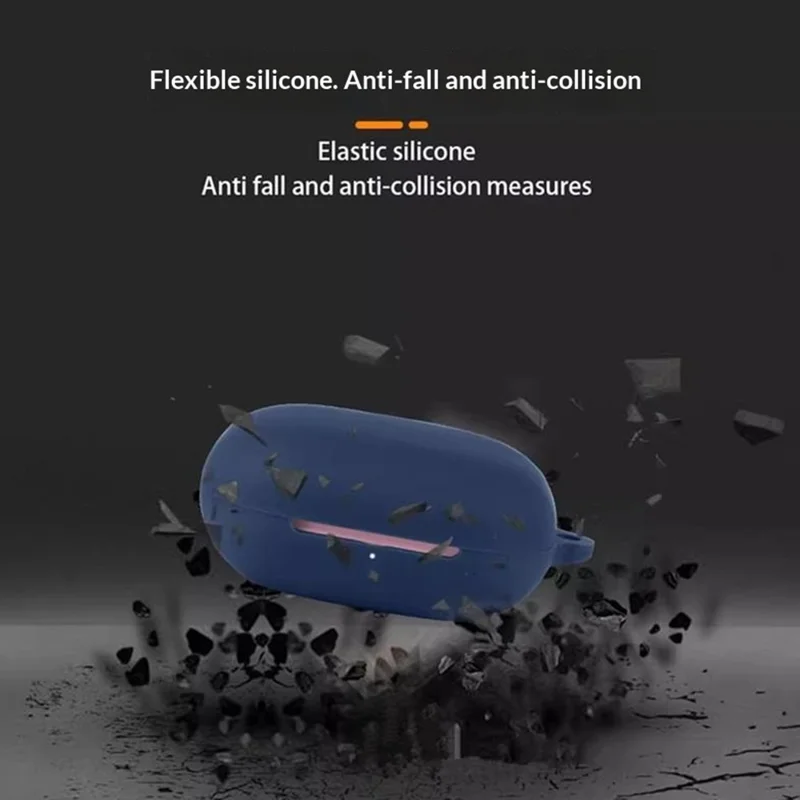 For Beats Powerbeats Fit (2025) Silicone Case Wireless Earbuds Protective Cover with Anti-Lost Buckle - Dark Blue