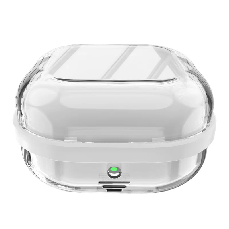 Étui pour Samsung Galaxy Buds4 / Buds4 Pro en TPU+PC - Coque transparente de protection pour écouteurs - Blanc / Transparent