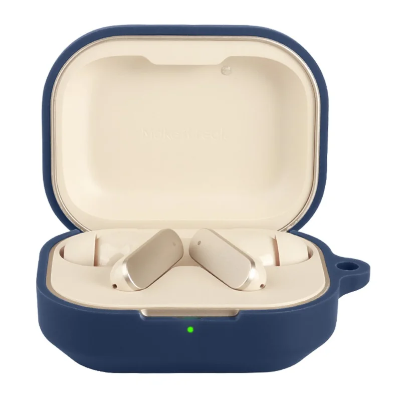 For Realme Buds Air 8 Silicone Case Wireless Earbuds Protective Cover with Anti-Lost Buckle - Dark Blue