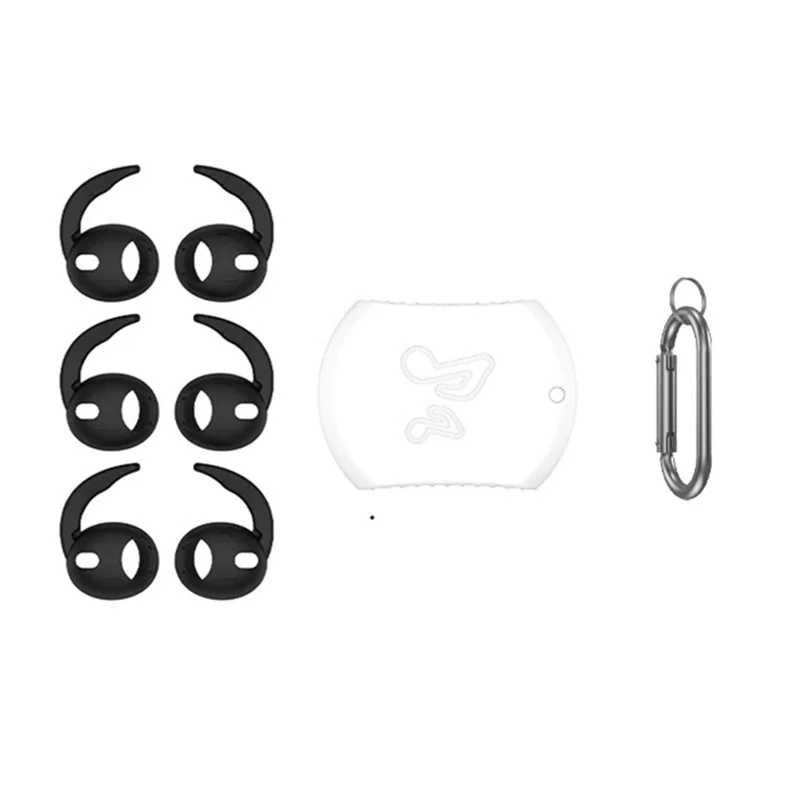 For AirPods Pro 3 Protective Cover Anti Drop Silicone Case with 3 Pairs Ear Hooks and Hanging Buckle - Black
