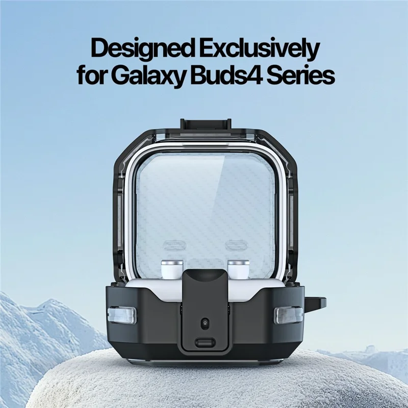 DUX DUCIS SECE Series For Samsung Galaxy Buds4 / Buds4 Pro Case Shockproof PC + TPU Earphone Cover with Metal Hook - Black