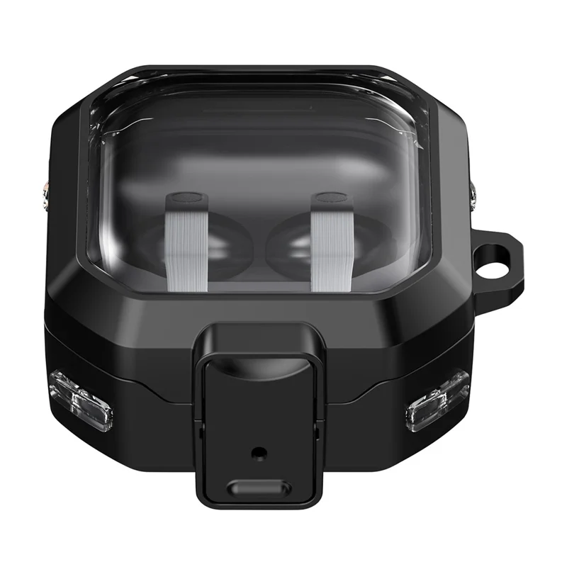 For Samsung Galaxy Buds4 / Buds4 Pro Case Switch Design TPU + PC Earphone Protective Cover with Carabiner - Black