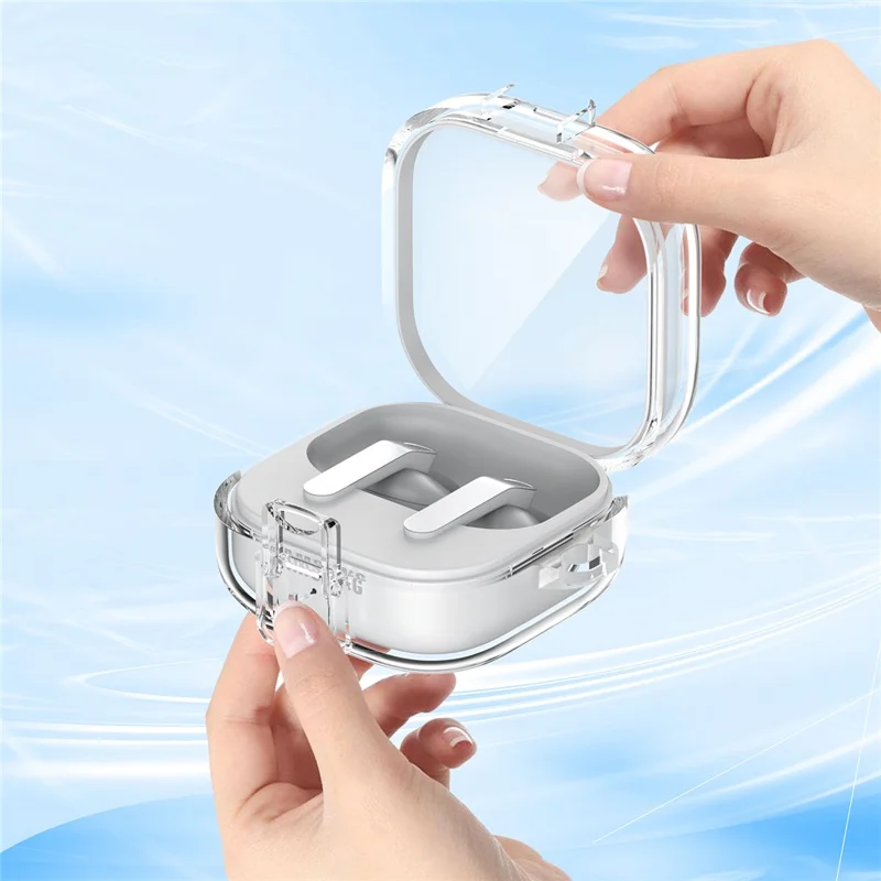 For Samsung Galaxy Buds4 / Buds4 Pro Earphone Case PC + TPU Clear Earbud Cover with Hanging Buckle - Transparent