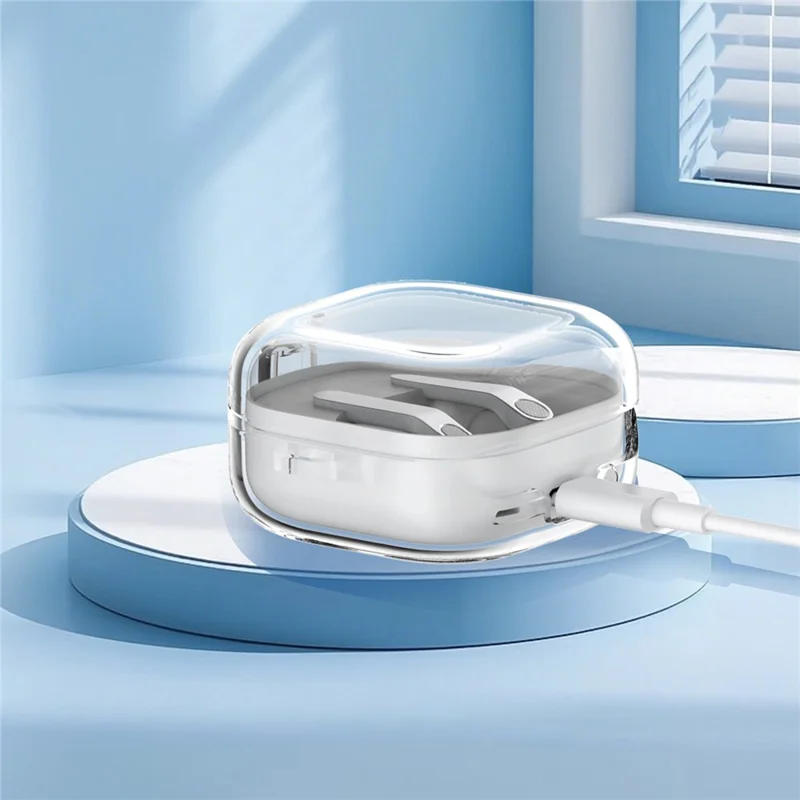 For Samsung Galaxy Buds4 / Buds4 Pro Earphone Case PC + TPU Clear Earbud Cover with Hanging Buckle - Transparent