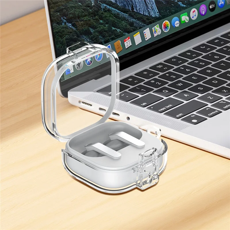 For Samsung Galaxy Buds4 / Buds4 Pro Earphone Case PC + TPU Clear Earbud Cover with Hanging Buckle - Transparent