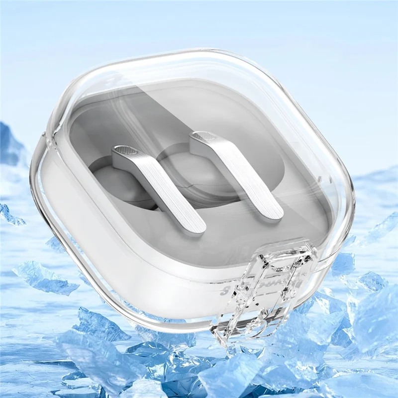 For Samsung Galaxy Buds4 / Buds4 Pro Earphone Case PC + TPU Clear Earbud Cover with Hanging Buckle - Transparent