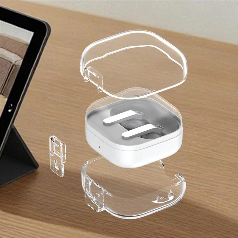 For Samsung Galaxy Buds4 / Buds4 Pro Earphone Case PC + TPU Clear Earbud Cover with Hanging Buckle - Transparent