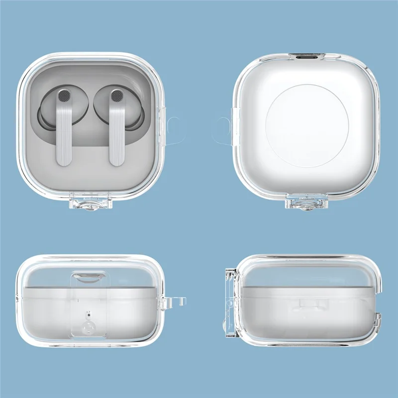 For Samsung Galaxy Buds4 / Buds4 Pro Earphone Case PC + TPU Clear Earbud Cover with Hanging Buckle - Transparent