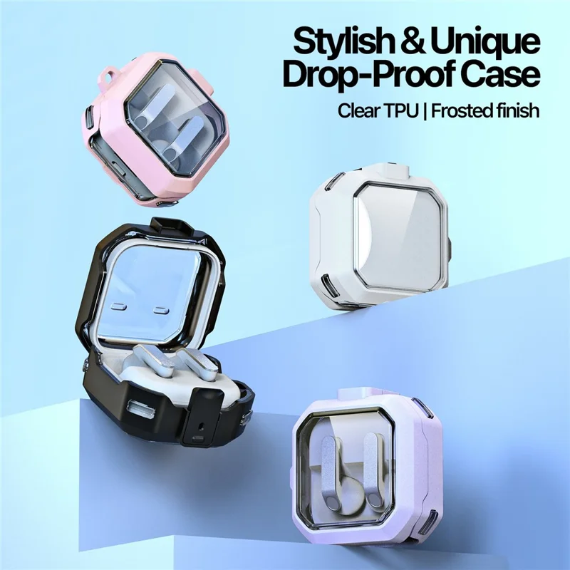 DUX DUCIS SECD Series Case for Samsung Galaxy Buds4 / Buds4 Pro Case PC + TPU Shockproof Earphone Cover with Metal Hook - Black