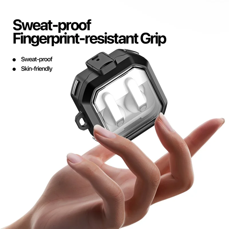 DUX DUCIS SECD Series Case for Samsung Galaxy Buds4 / Buds4 Pro Case PC + TPU Shockproof Earphone Cover with Metal Hook - Black