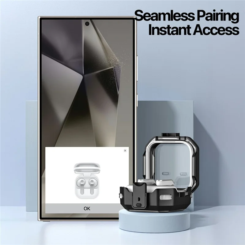 DUX DUCIS SECD Series Case for Samsung Galaxy Buds4 / Buds4 Pro Case PC + TPU Shockproof Earphone Cover with Metal Hook - Black