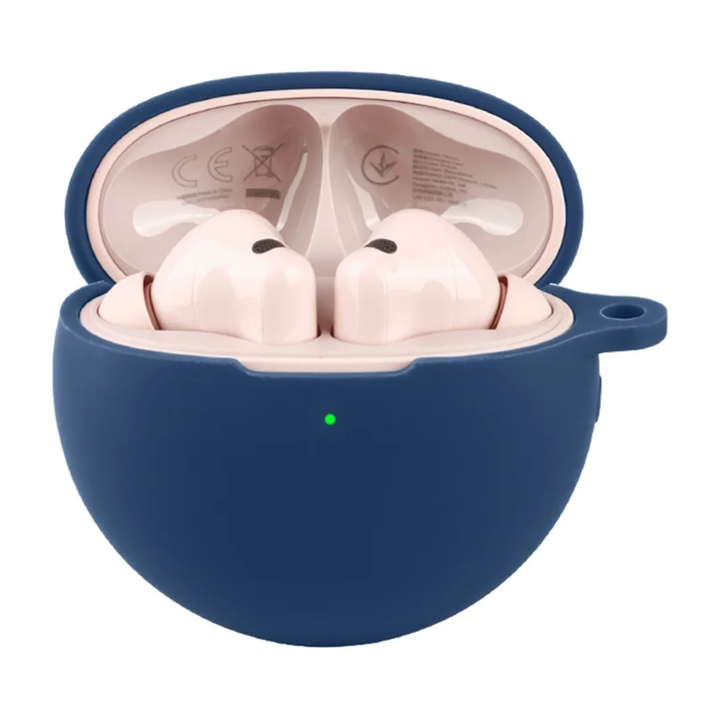 For Huawei FreeBuds 7i Silicone Case Wireless Earbuds Protective Cover with Anti-Lost Buckle - Dark Blue