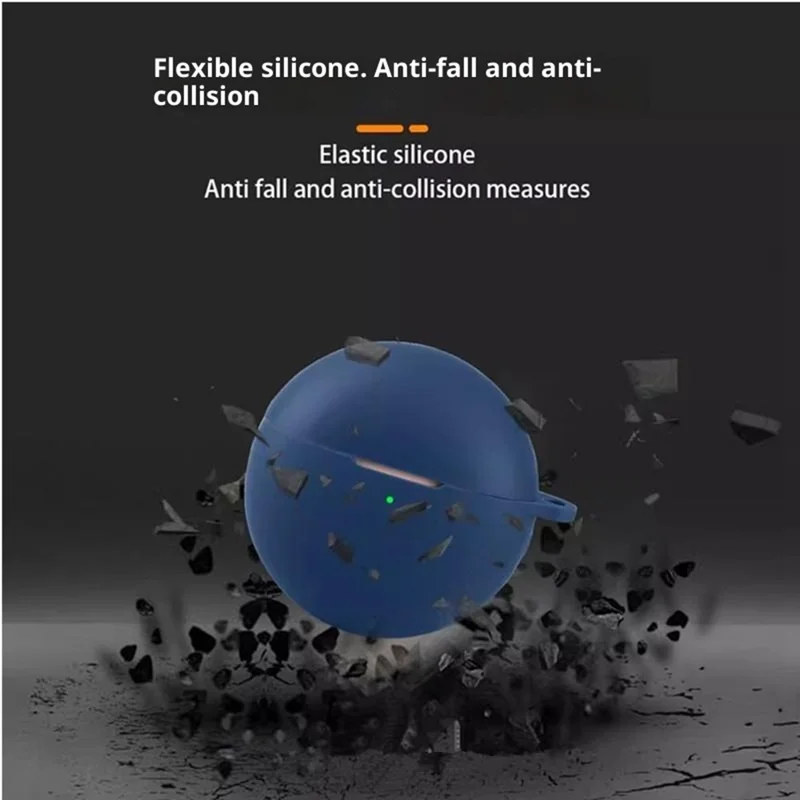 For Huawei FreeBuds 7i Silicone Case Wireless Earbuds Protective Cover with Anti-Lost Buckle - Dark Blue