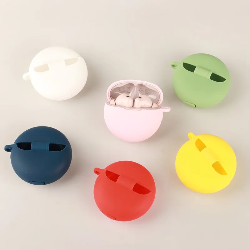 For Huawei FreeBuds 7i Silicone Case Wireless Earbuds Protective Cover with Anti-Lost Buckle - Dark Blue