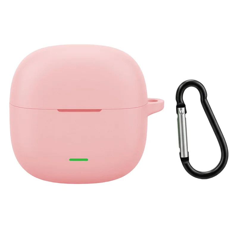 For Xiaomi Redmi Buds 8 Active Silicone Case Wireless Earphone Anti-Scratch Protective Cover with Carabiner - Light Pink