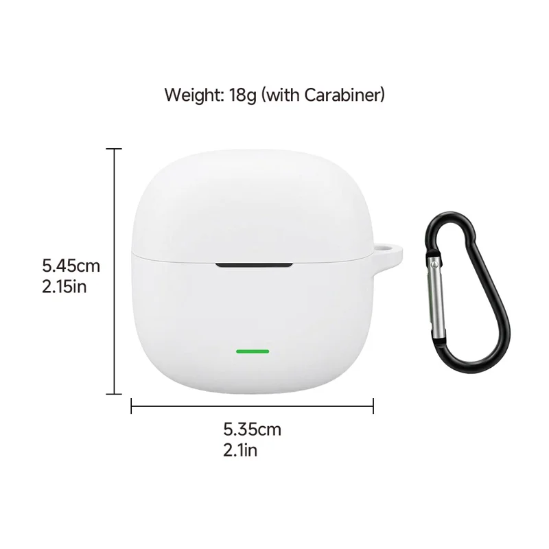 For Xiaomi Redmi Buds 8 Active Silicone Case Wireless Earphone Anti-Scratch Protective Cover with Carabiner - Light Pink