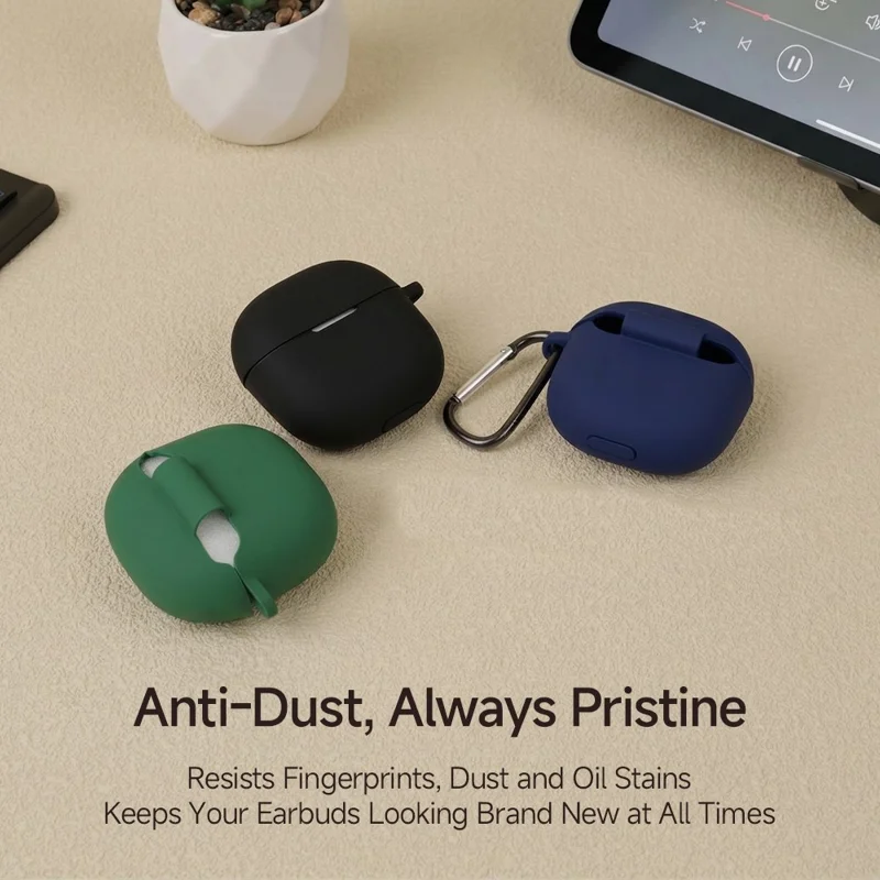 For Xiaomi Redmi Buds 8 Active Silicone Case Wireless Earphone Anti-Scratch Protective Cover with Carabiner - Light Pink