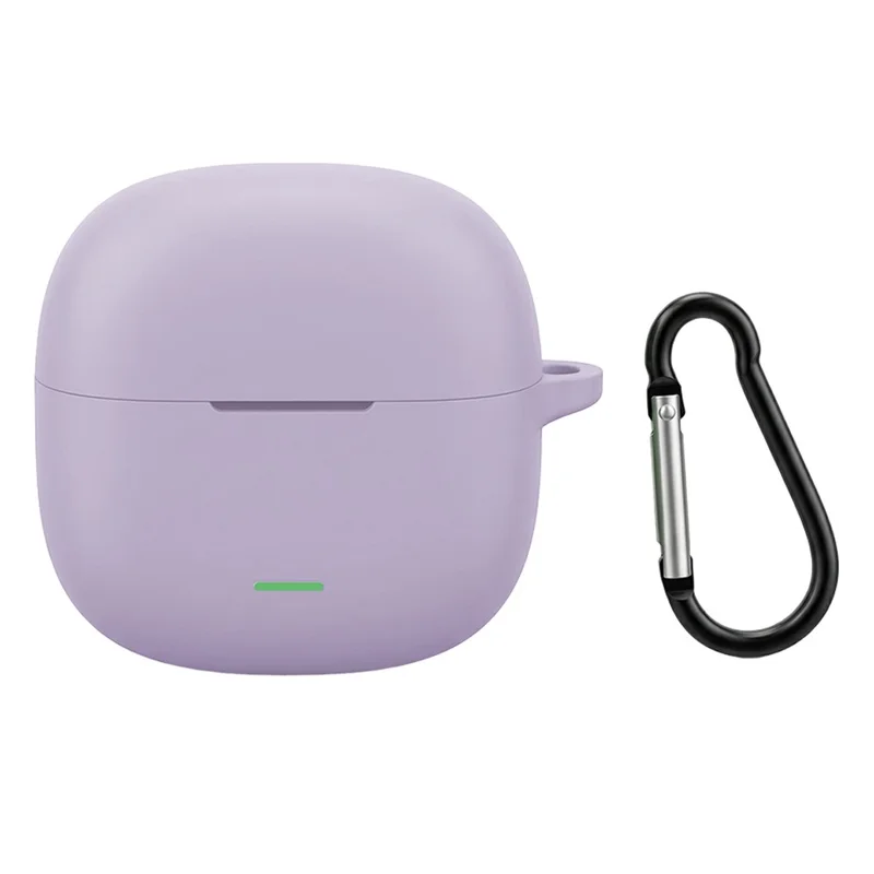 For Xiaomi Redmi Buds 8 Active Silicone Case Wireless Earphone Anti-Scratch Protective Cover with Carabiner - Purple