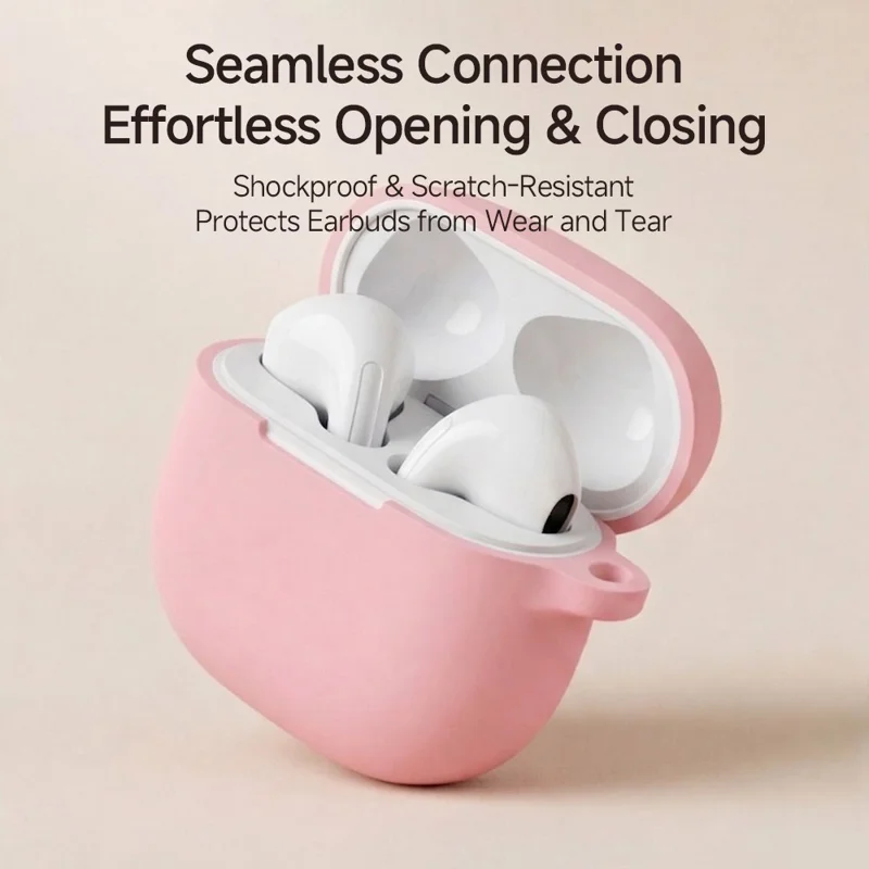 For Xiaomi Redmi Buds 8 Active Silicone Case Wireless Earphone Anti-Scratch Protective Cover with Carabiner - Purple