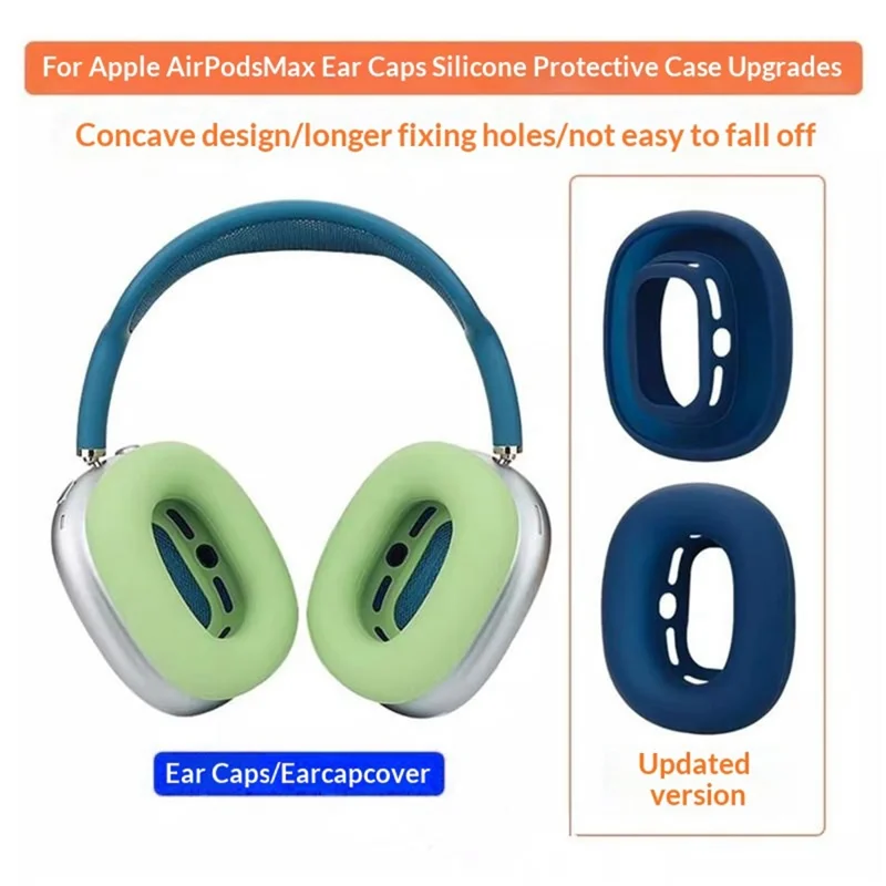 2Pcs for AirPods Max  /  Max 2 Earpads Cover Silicone Protective Case Upgraded Ear Caps - Matcha Green
