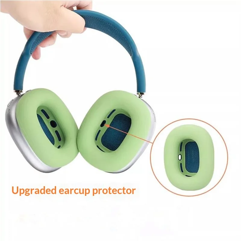 2Pcs for AirPods Max  /  Max 2 Earpads Cover Silicone Protective Case Upgraded Ear Caps - Matcha Green