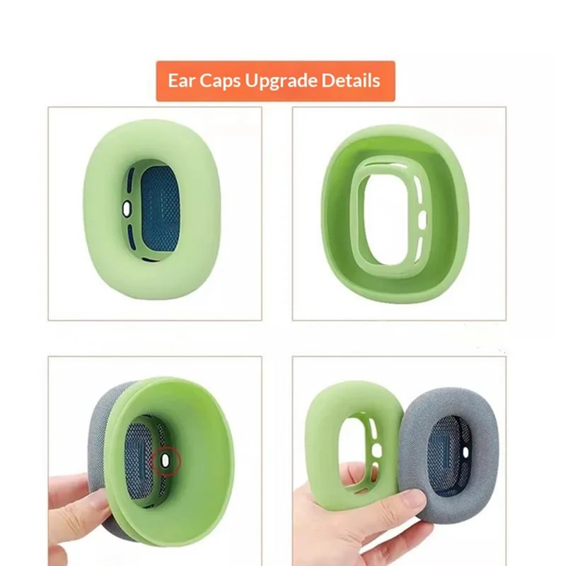 2Pcs for AirPods Max  /  Max 2 Earpads Cover Silicone Protective Case Upgraded Ear Caps - Matcha Green