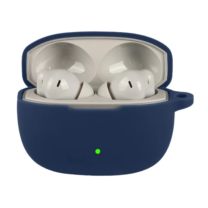 For OnePlus Nord Buds 4 Pro Silicone Case Wireless Earbuds Protective Cover with Anti-Lost Buckle - Dark Blue