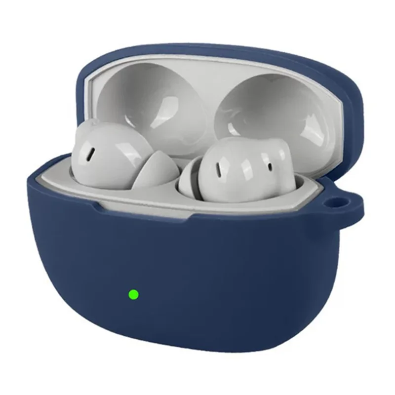 For OnePlus Nord Buds 4 Pro Silicone Case Wireless Earbuds Protective Cover with Anti-Lost Buckle - Dark Blue