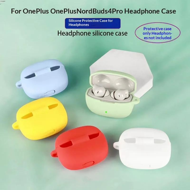 For OnePlus Nord Buds 4 Pro Silicone Case Wireless Earbuds Protective Cover with Anti-Lost Buckle - Dark Blue